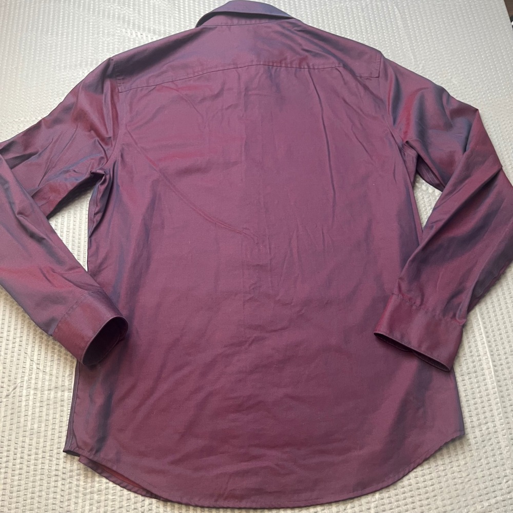 Perry Ellis Mens Burgundy Long Sleeve Button Down Shirt Non Iron Dress - Picture 8 of 10